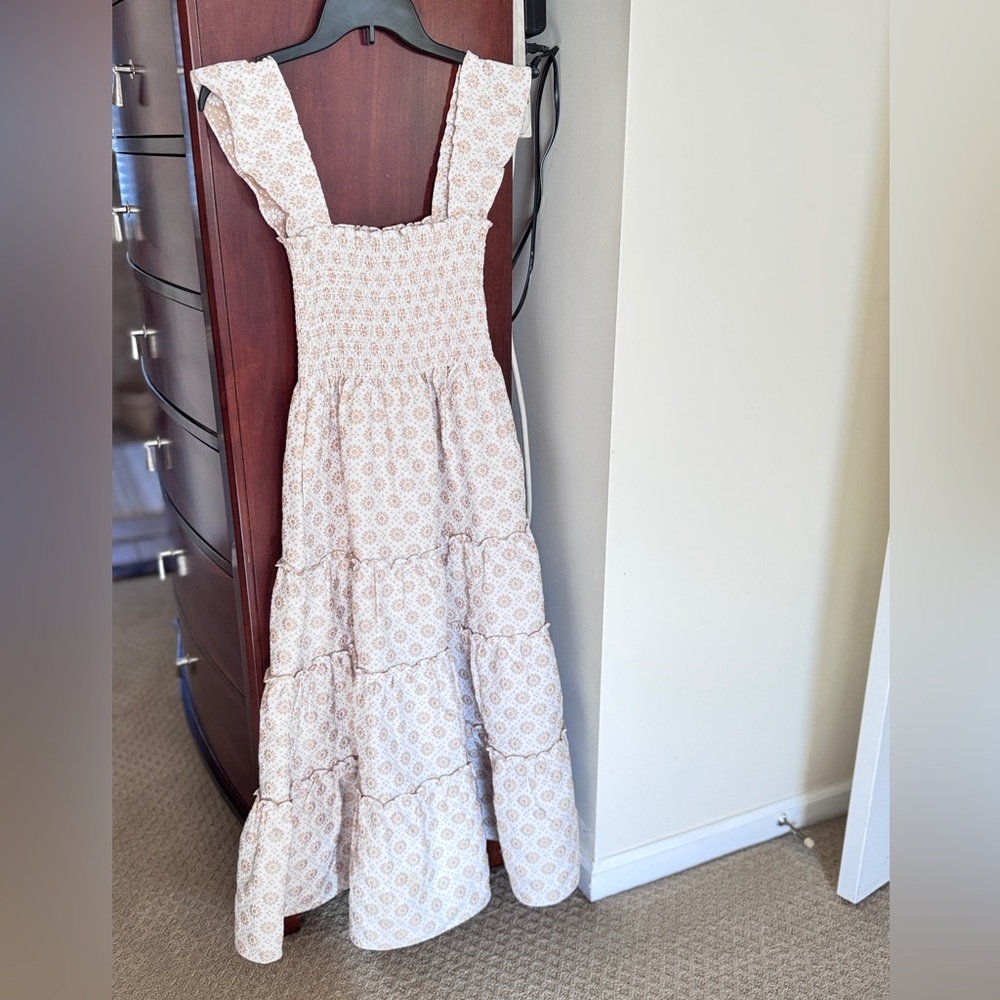 Elegant Cream Floral Maxi Dress